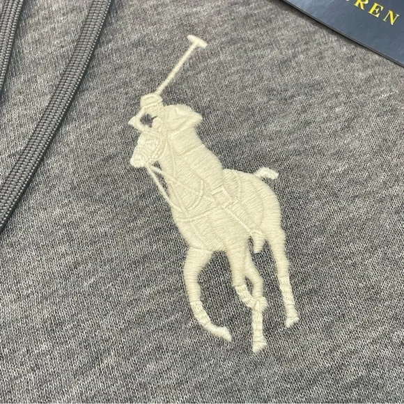 Polo Ralph Lauren Big Pony Fleece Hoodie Sweatshirt Dress Grey Size XS NWT $168 - Picture 2 of 11